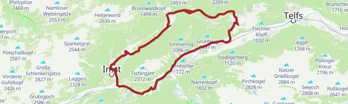 Route map: Gravelrunde Tschirgantmassiv